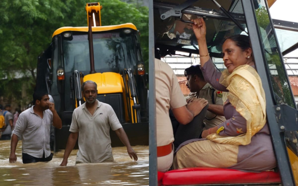 टोंक में बारिश का कहर, जेसीबी पर बैठकर निकली टोंक कलेक्टर मोर्चे पर