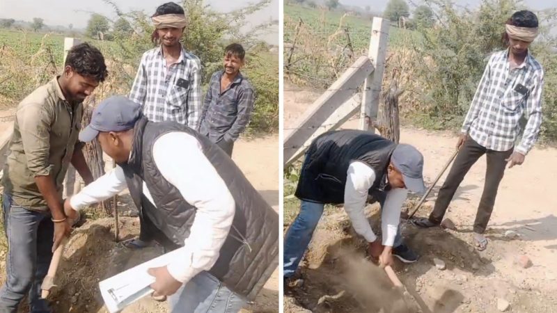 फार्म भरवाने के लिए बीएलओ (शिक्षक) ने की मजदूरी, गेंती लेकर खोदा गड्ढा, हैरान कर देगा वीडियो