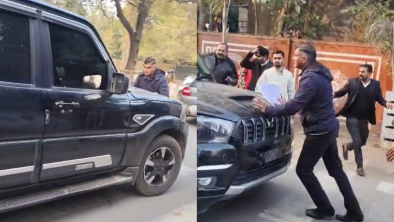 पुलिसकर्मी को स्कार्पियों कार ने कुचलने का किया प्रयास, घटना से मच गई सनसनी, देखिए Video