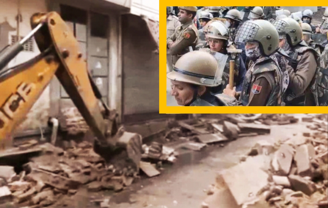 चौमूं बवाल के बाद यूपी स्टाइल में बुलडोजर एक्शन! भारी मात्रा में पुलिस बल और तोड़े जा रहे है अतिक्रमण