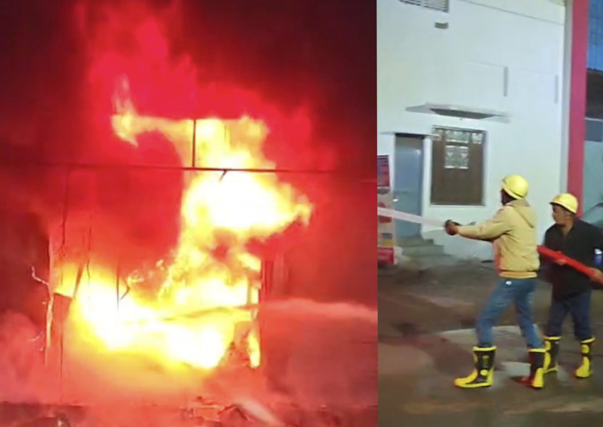 शोरूम में आग का भीषण तांडव, परिवार के लोगों ने नीचे कूदकर बचाई जान, जानिए मामला